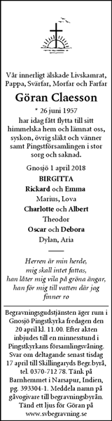 tidningen dagen dödsannonser